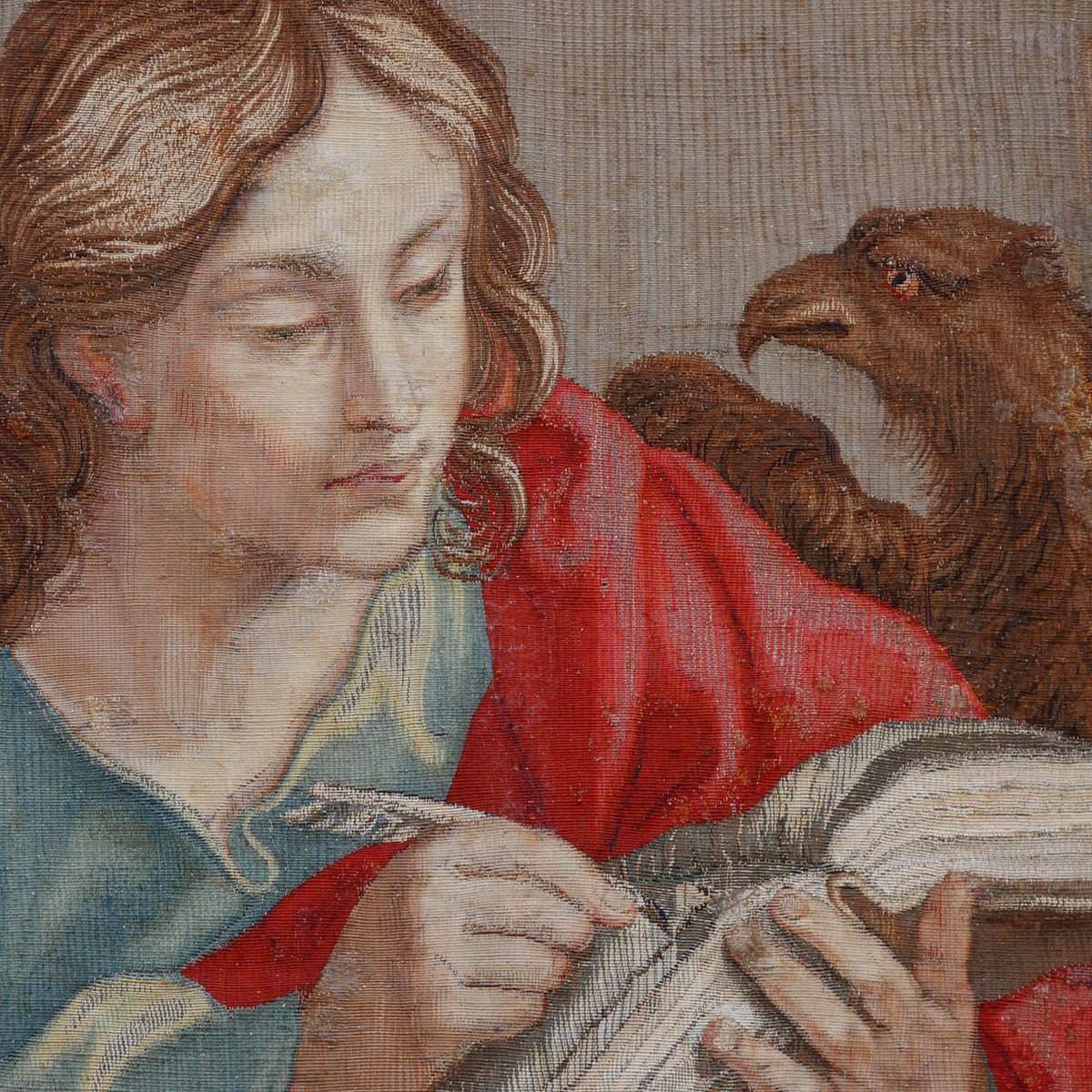 Św. Jan Ewangelista. Autor nieznany (wg. Guido Reniego). Tapiseria, Rzym, 1730 r. 